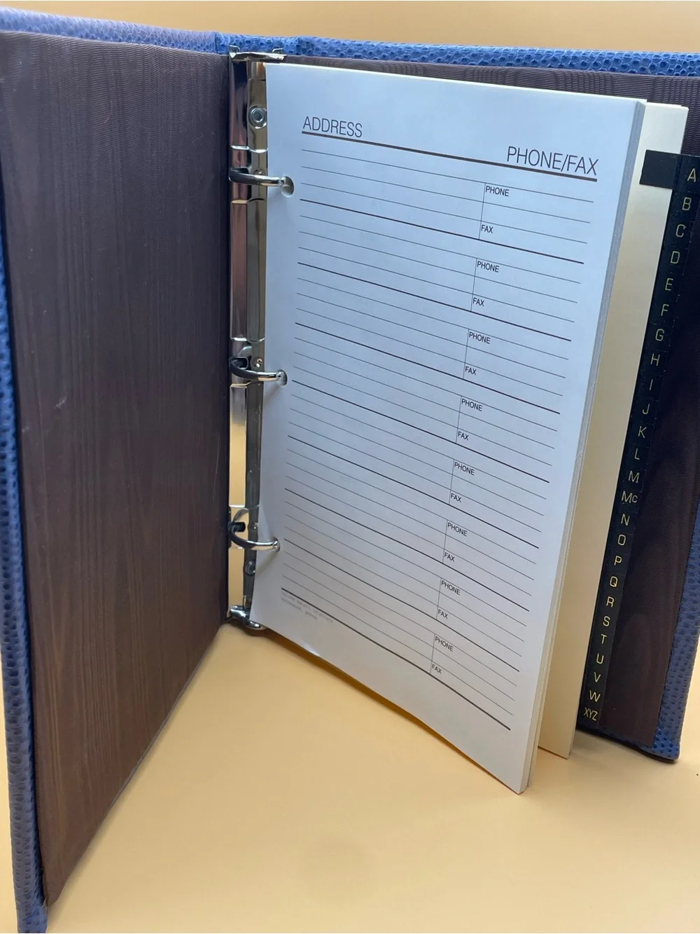 Helene Batoff Interiors 3-Ring Address Binder Blue Leather Jr. Size NEW VINTAGE